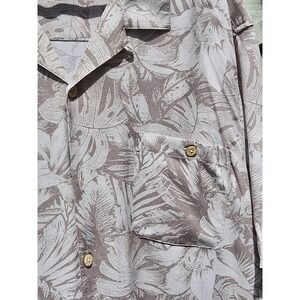 Khaki Tan TROPICAL SHIRT New Silk Rayon Button Summer Leaf‎ Print Men XXL 2X 46